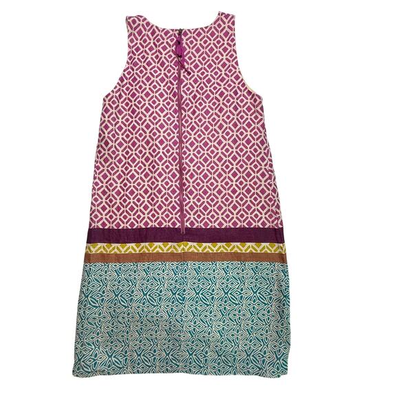 Ann Taylor LOFT Linen Geometric Print Shift Dress Multicolor Size 4 - Picture 2 of 12